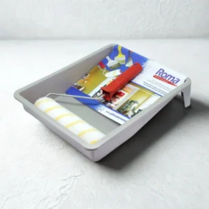 Kit completo com rolo de espuma, suporte metálico e bandeja plástica,